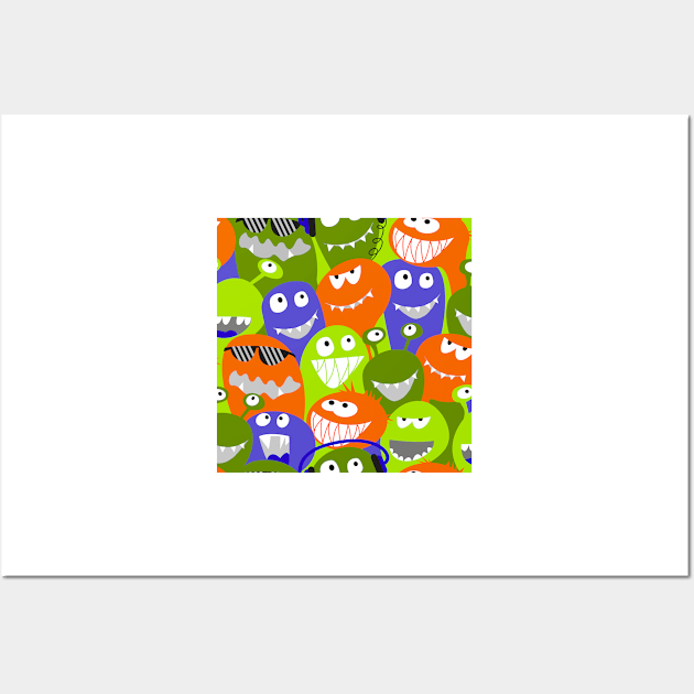 monster fun - green, orange, violet Wall Art by kobyakov